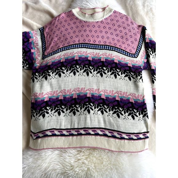 Vintage 80s Amanda Ashley Geometric Pattern Sweater, Size Large 22/42 - Picture 2 of 5